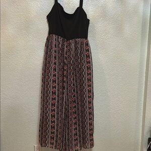 Elegant Black and Pink Patterned Wide-Leg Jumpsuit